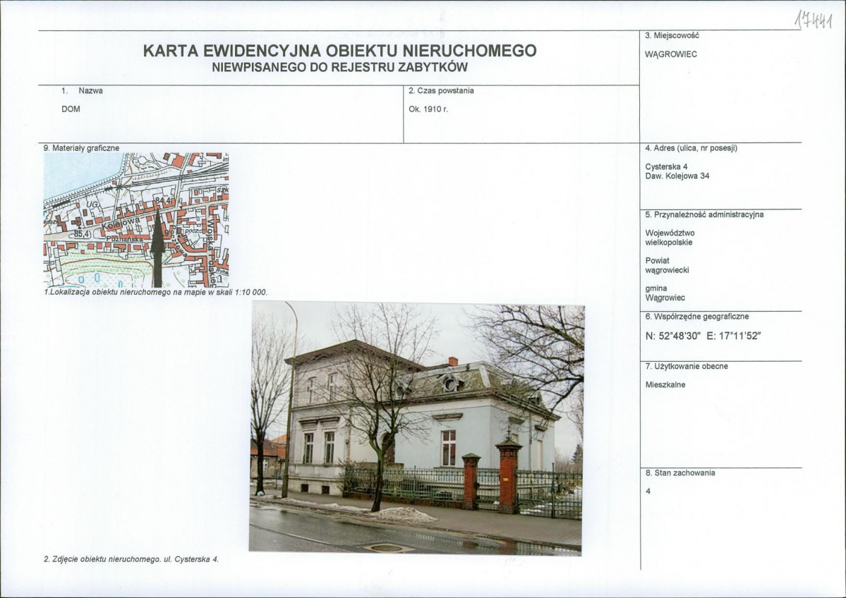 KEZN - Karta obiektu niewpisanego do rejestru, skan nr 1