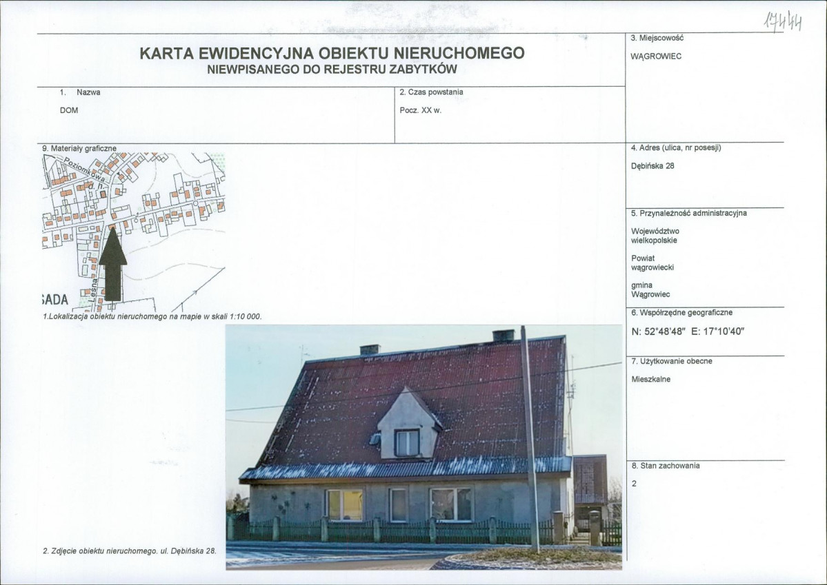 KEZN - Karta obiektu niewpisanego do rejestru, skan nr 1