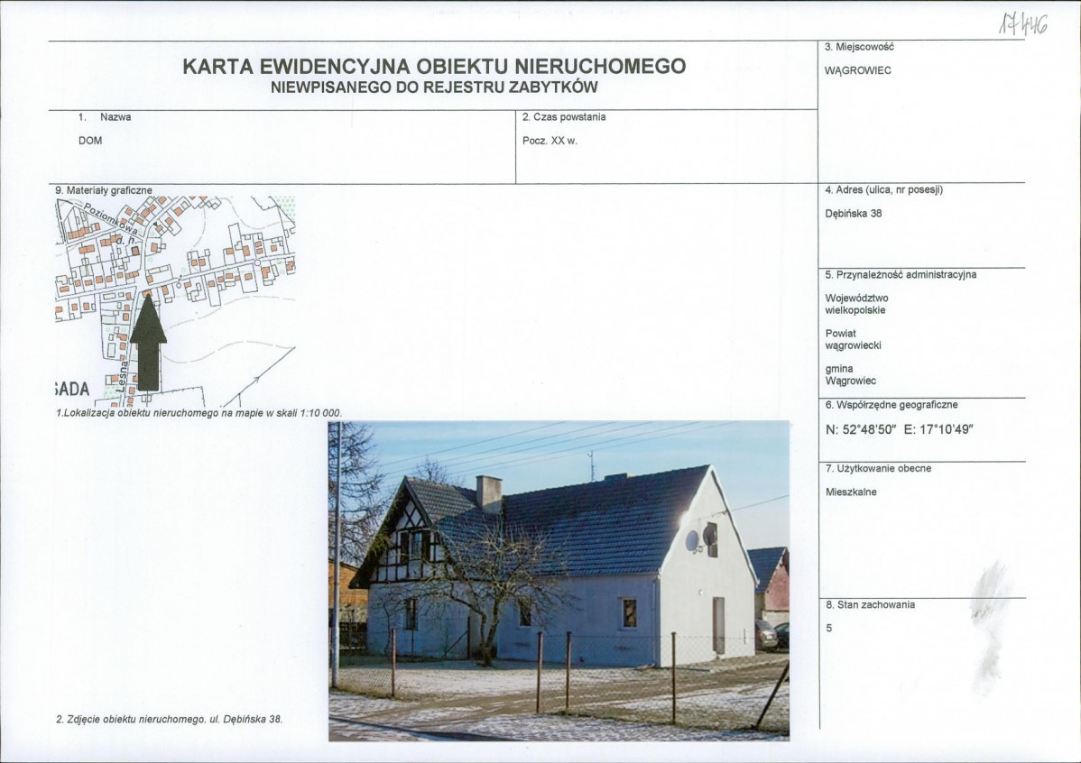 KEZN - Karta obiektu niewpisanego do rejestru, skan nr 1