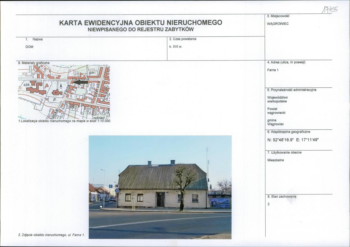 KEZN - Karta obiektu niewpisanego do rejestru, skan nr 1