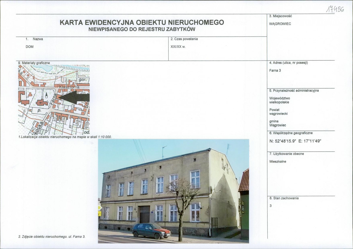 KEZN - Karta obiektu niewpisanego do rejestru, skan nr 1