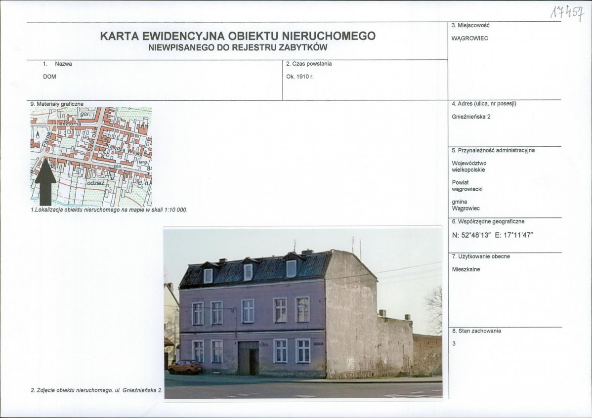 KEZN - Karta obiektu niewpisanego do rejestru, skan nr 1