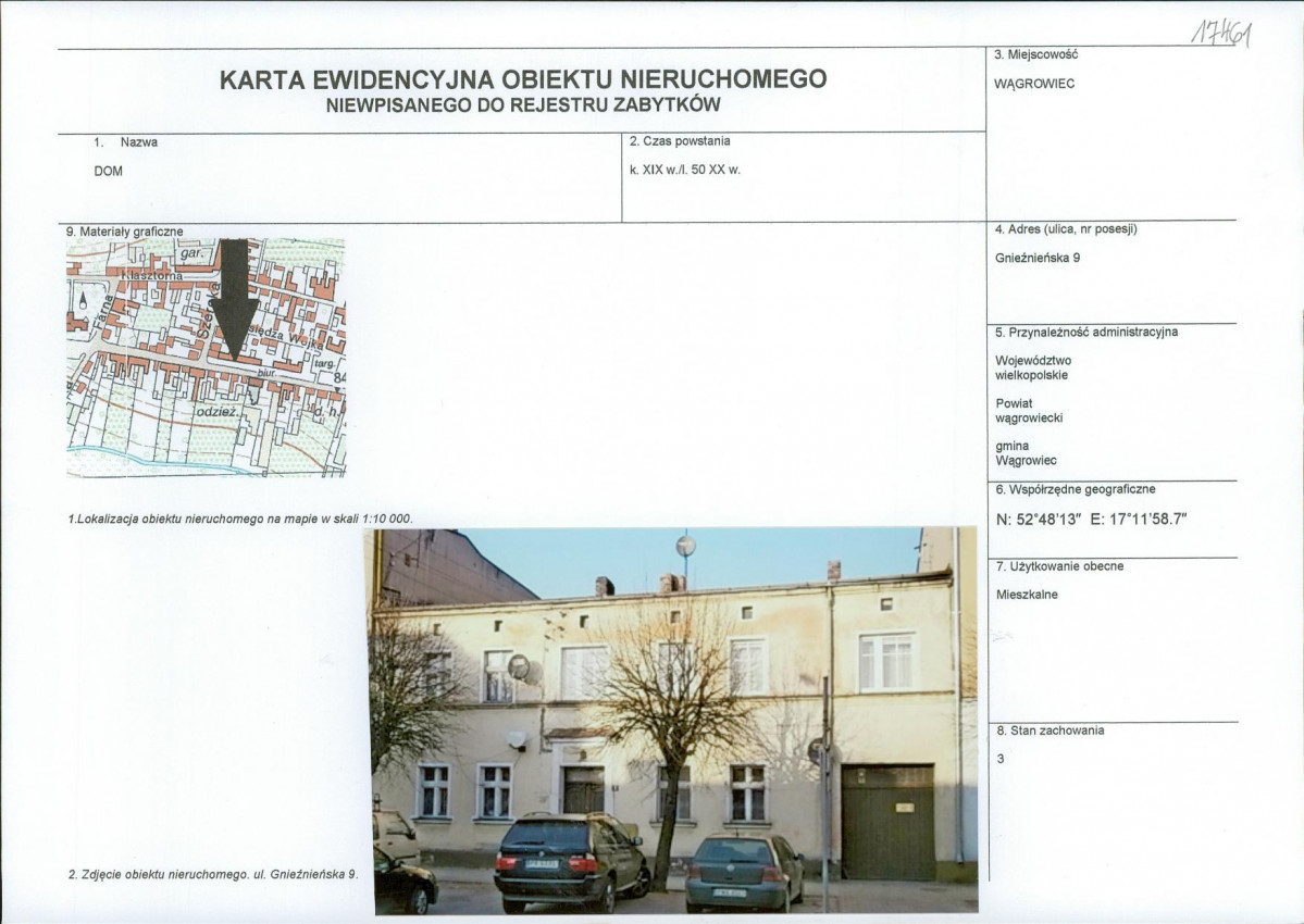 KEZN - Karta obiektu niewpisanego do rejestru, skan nr 1