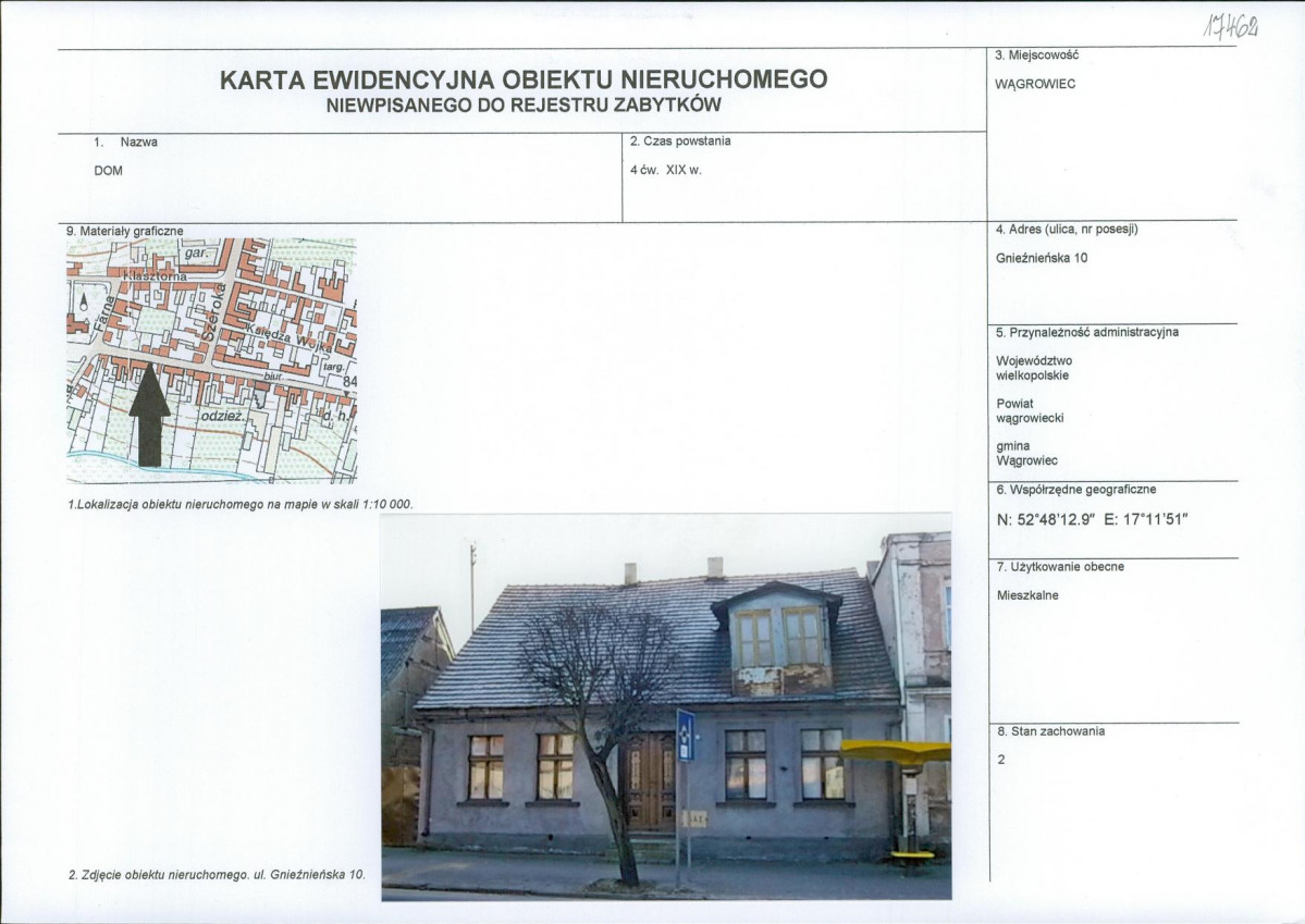 KEZN - Karta obiektu niewpisanego do rejestru, skan nr 1