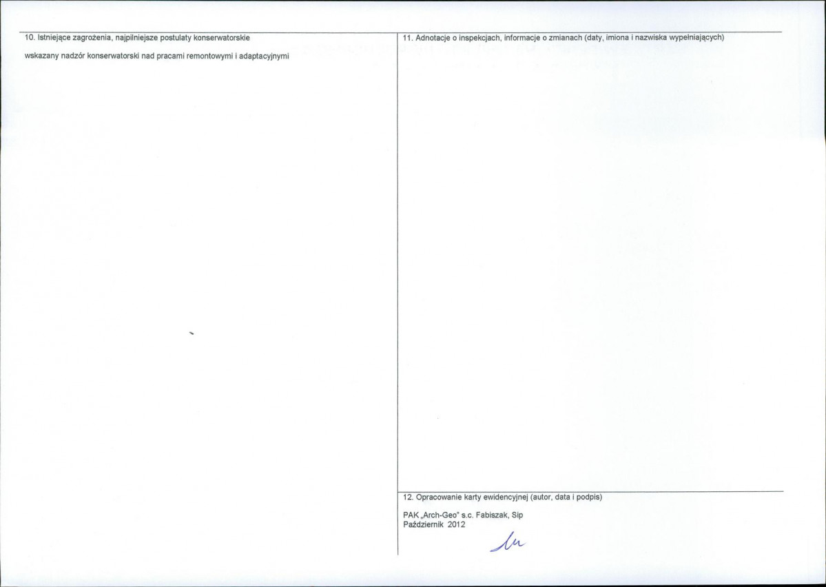 KEZN - Karta obiektu niewpisanego do rejestru, skan nr 2