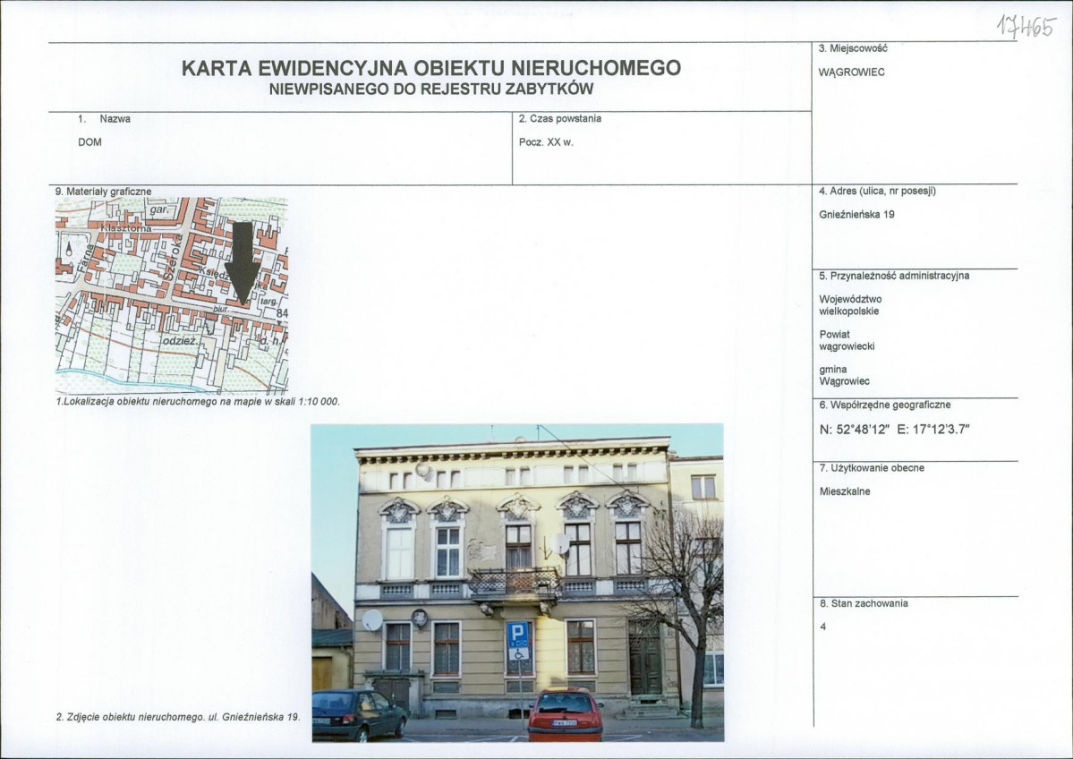 KEZN - Karta obiektu niewpisanego do rejestru, skan nr 1