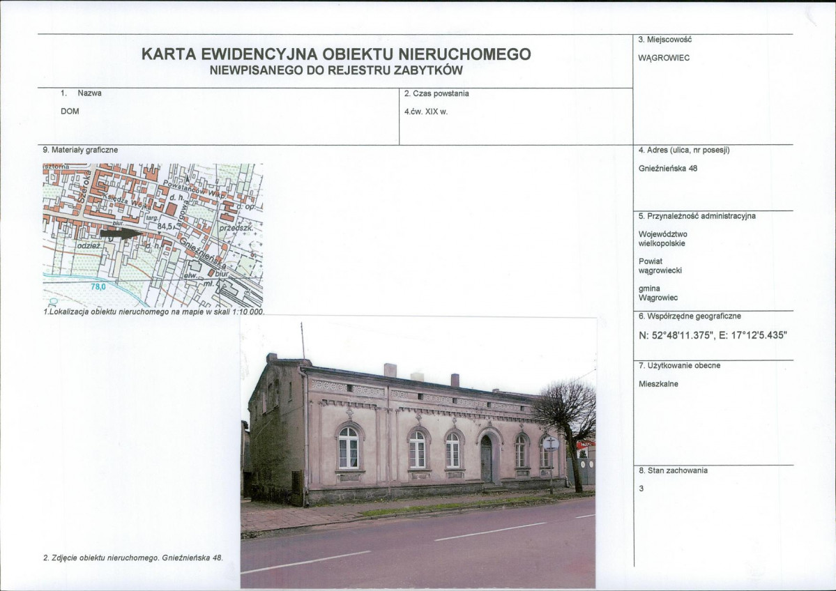 KEZN - Karta obiektu niewpisanego do rejestru, skan nr 1