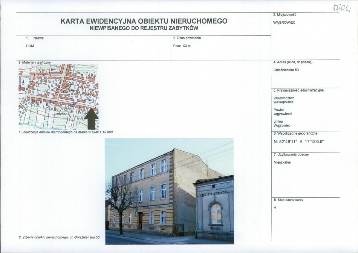 KEZN - Karta obiektu niewpisanego do rejestru, skan nr 1