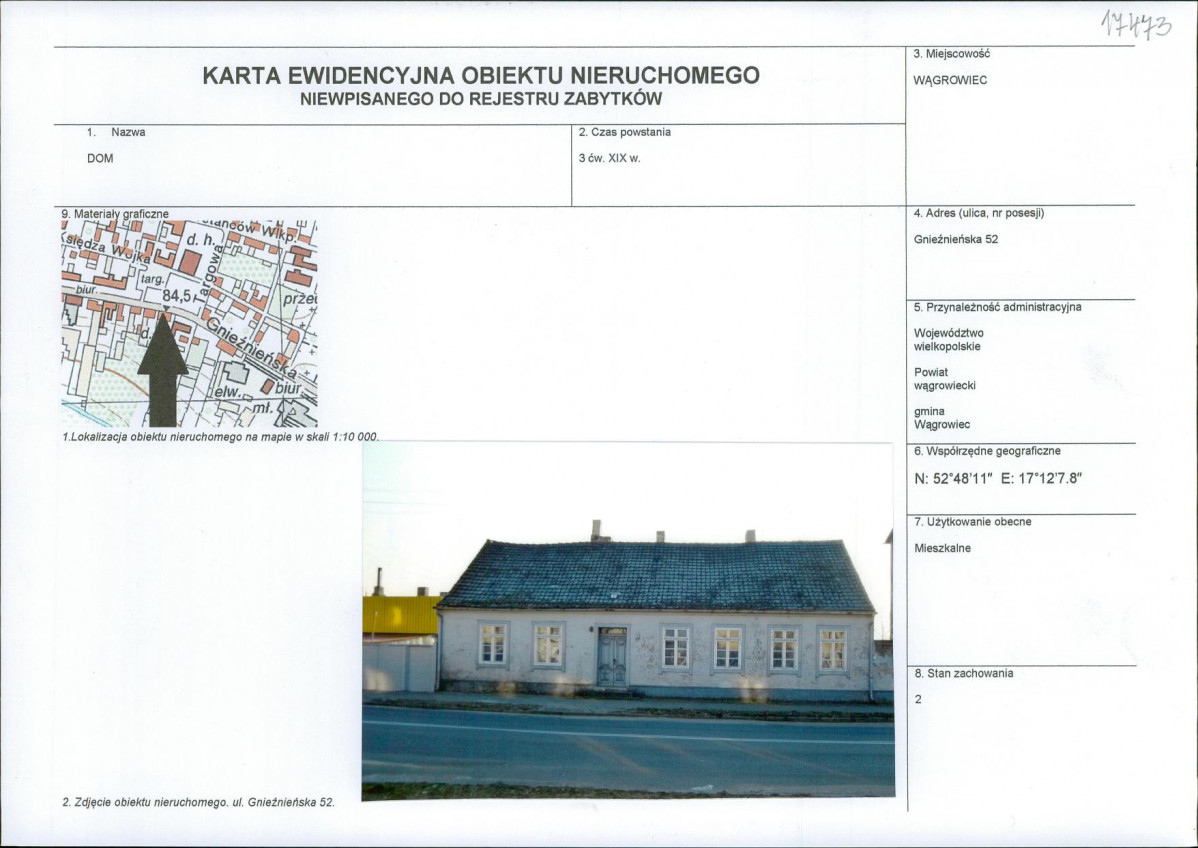 KEZN - Karta obiektu niewpisanego do rejestru, skan nr 1