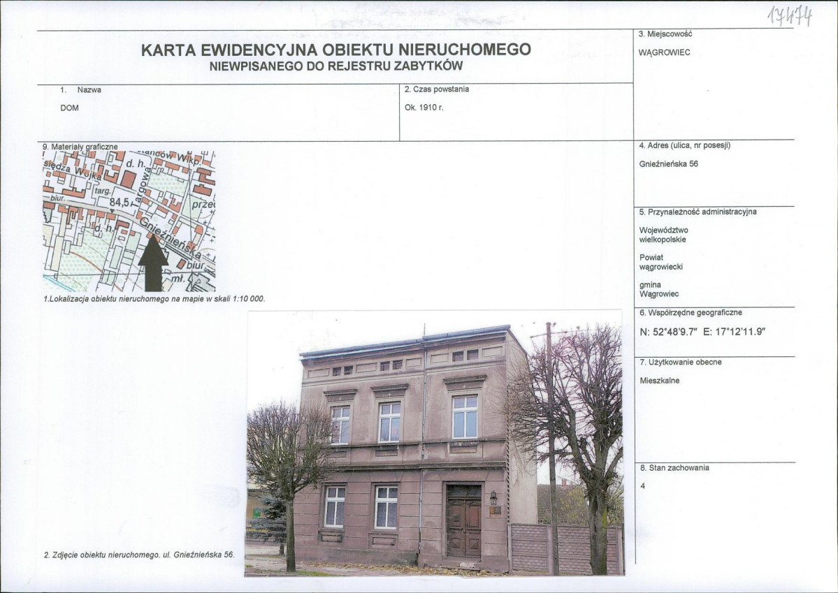 KEZN - Karta obiektu niewpisanego do rejestru, skan nr 1