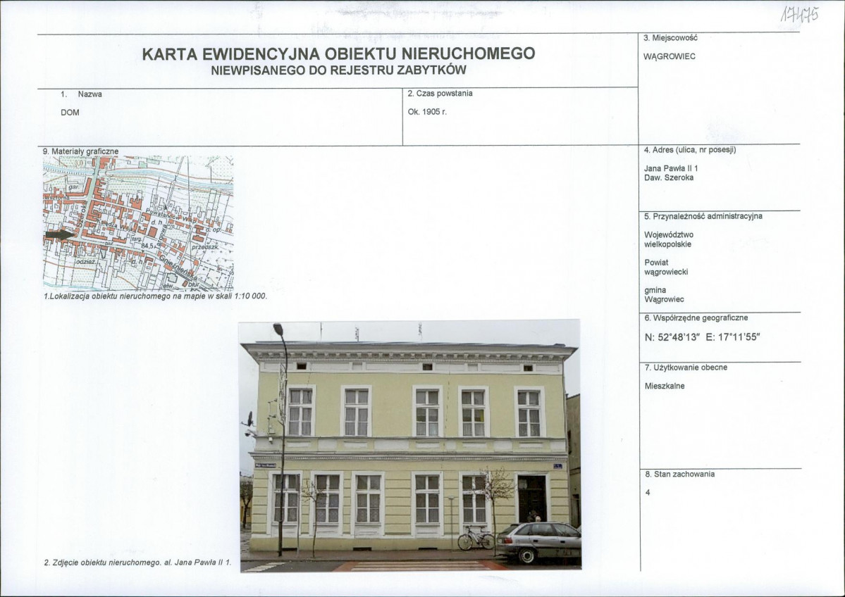 KEZN - Karta obiektu niewpisanego do rejestru, skan nr 1