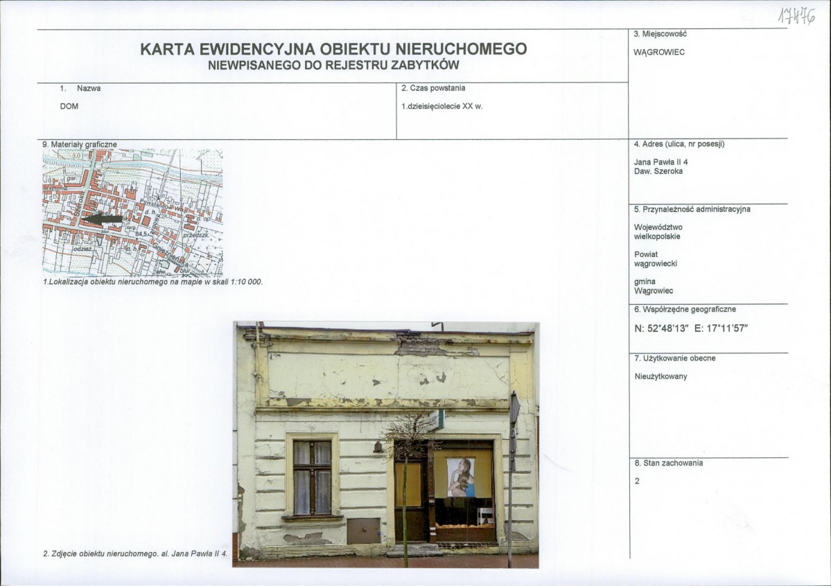 KEZN - Karta obiektu niewpisanego do rejestru, skan nr 1