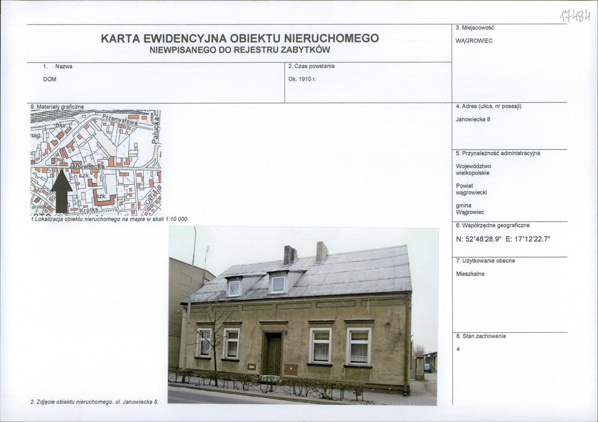 KEZN - Karta obiektu niewpisanego do rejestru, skan nr 1