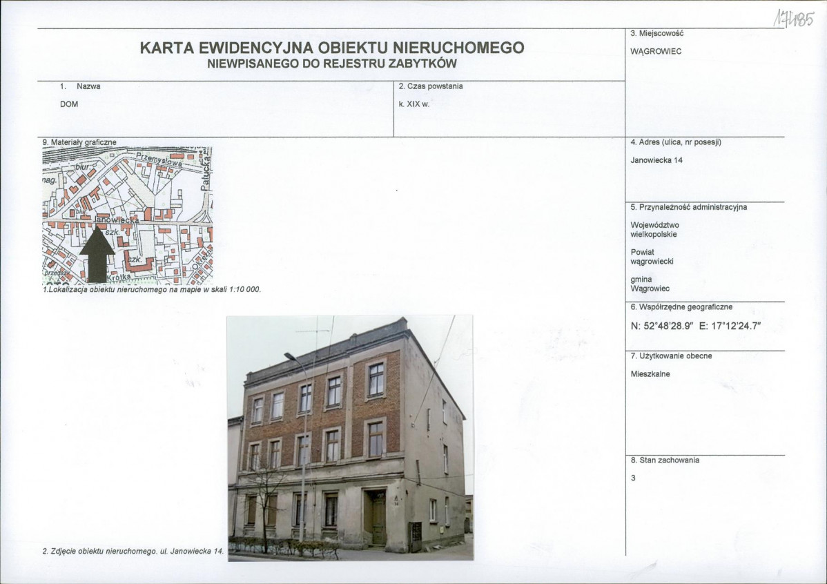 KEZN - Karta obiektu niewpisanego do rejestru, skan nr 1