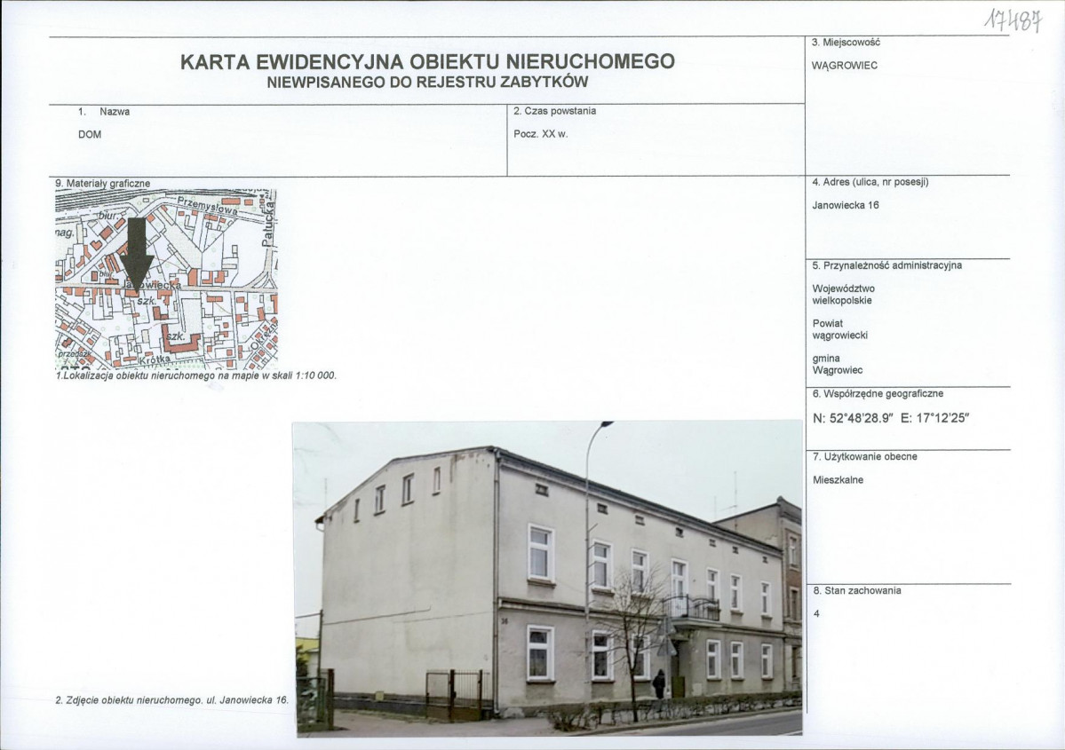 KEZN - Karta obiektu niewpisanego do rejestru, skan nr 1