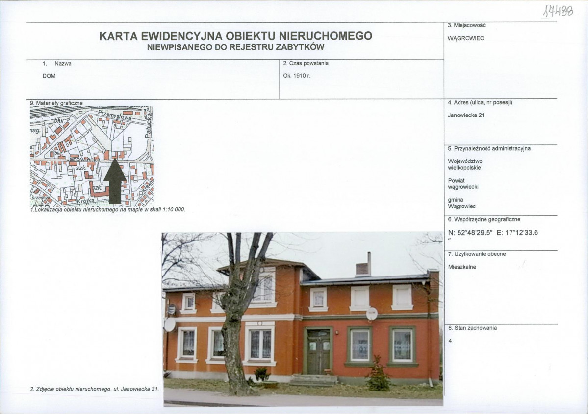 KEZN - Karta obiektu niewpisanego do rejestru, skan nr 1