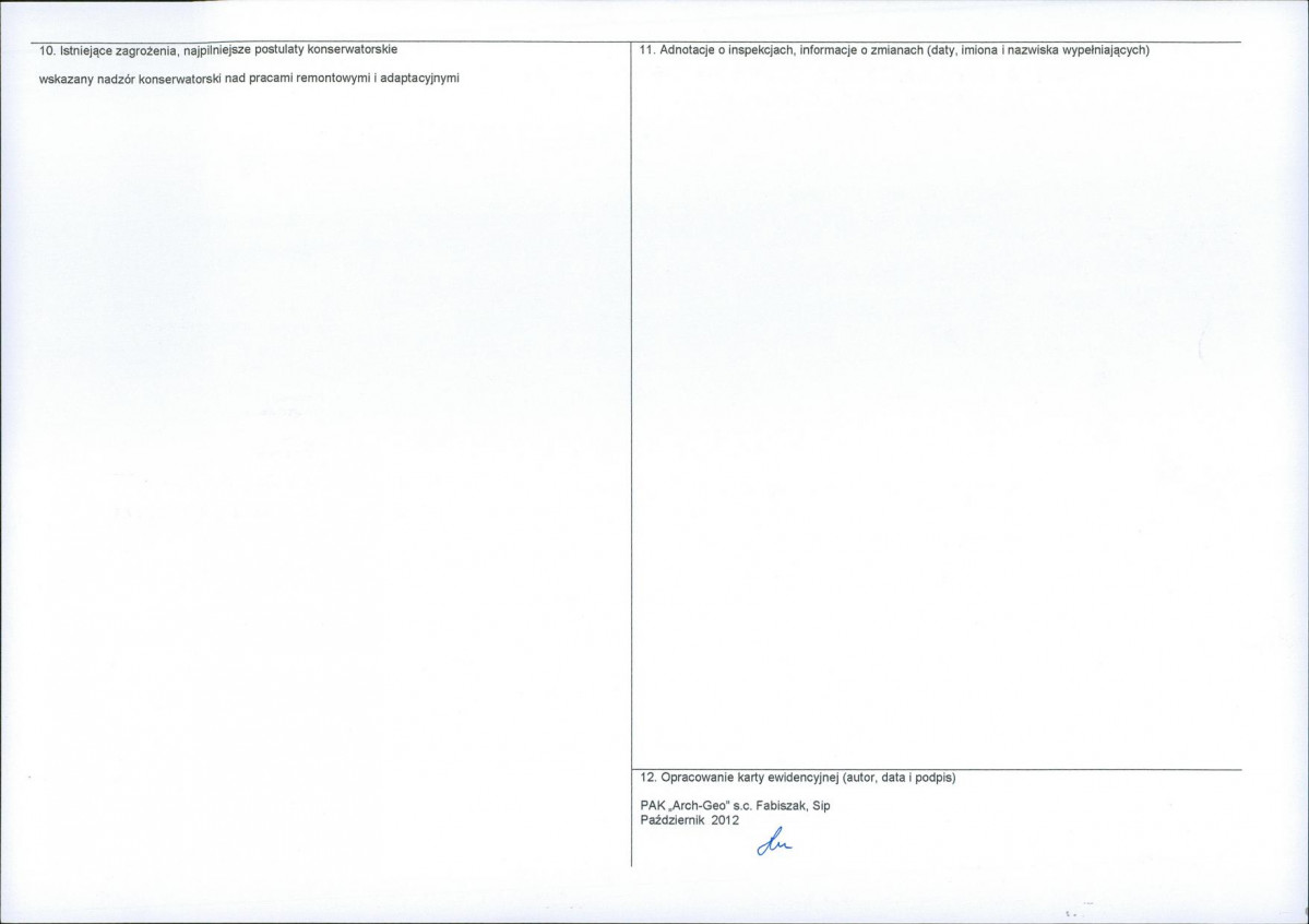 KEZN - Karta obiektu niewpisanego do rejestru, skan nr 2