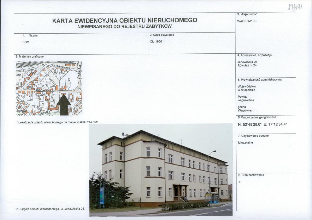 KEZN - Karta obiektu niewpisanego do rejestru, skan nr 1