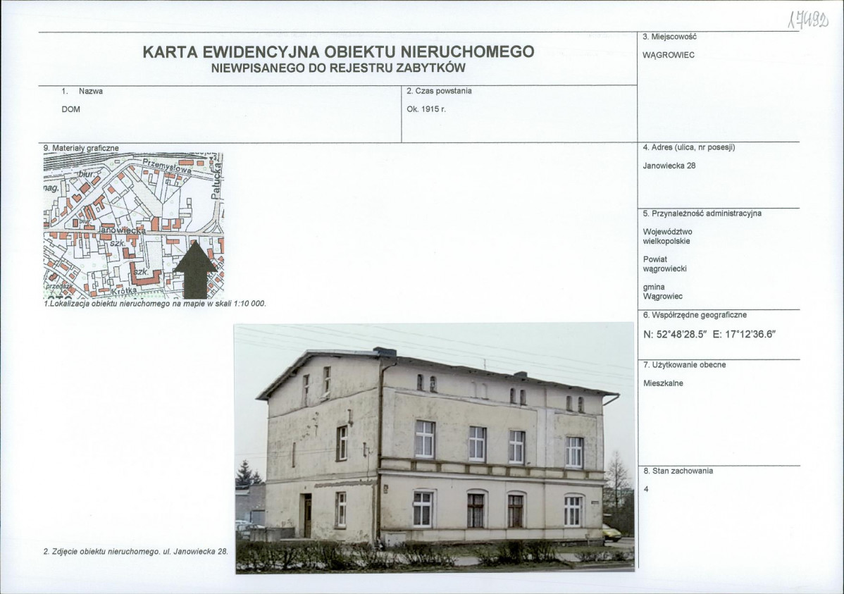 KEZN - Karta obiektu niewpisanego do rejestru, skan nr 1