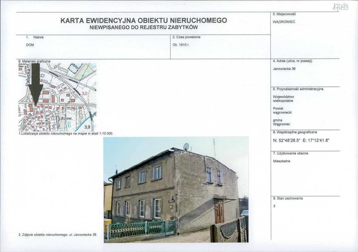 KEZN - Karta obiektu niewpisanego do rejestru, skan nr 1