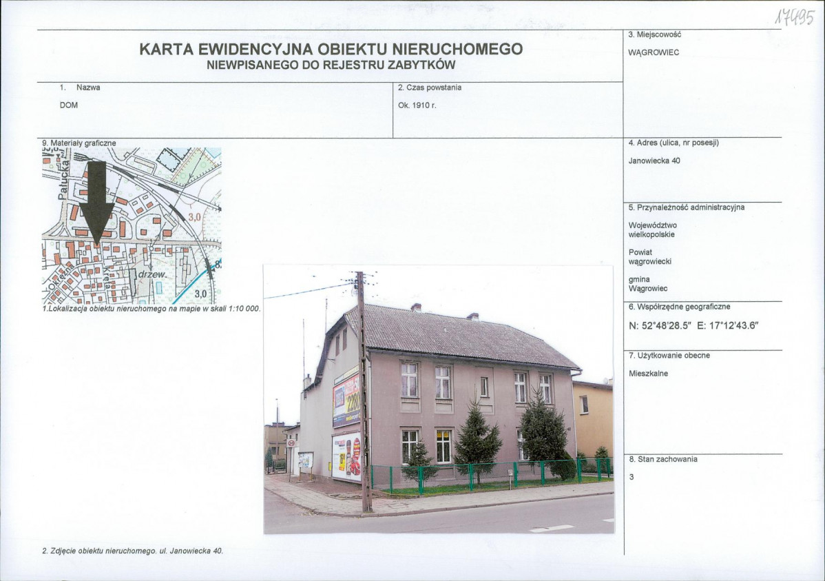 KEZN - Karta obiektu niewpisanego do rejestru, skan nr 1