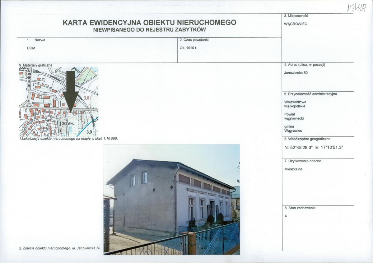 KEZN - Karta obiektu niewpisanego do rejestru, skan nr 1