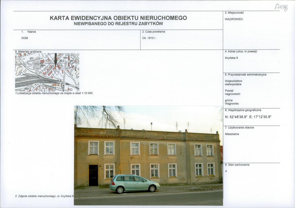 KEZN - Karta obiektu niewpisanego do rejestru, skan nr 1
