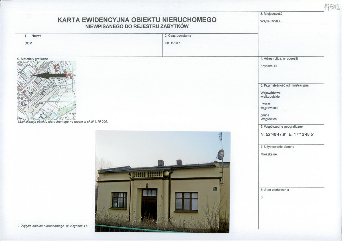 KEZN - Karta obiektu niewpisanego do rejestru, skan nr 1