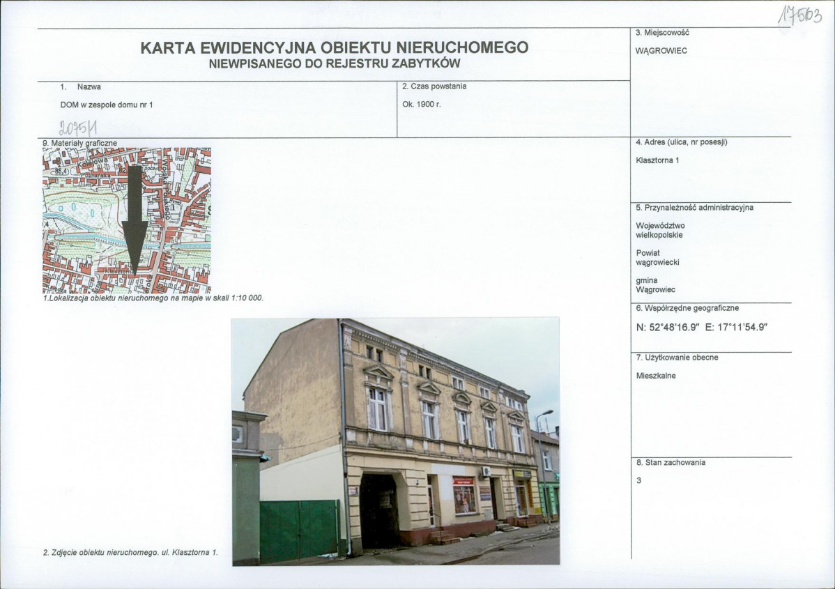 KEZN - Karta obiektu niewpisanego do rejestru, skan nr 1
