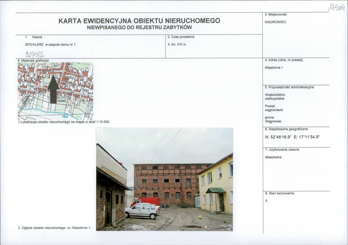 KEZN - Karta obiektu niewpisanego do rejestru, skan nr 1