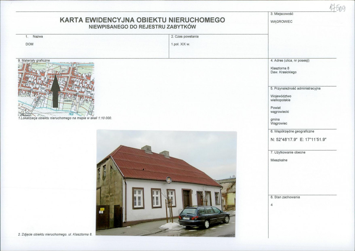 KEZN - Karta obiektu niewpisanego do rejestru, skan nr 1