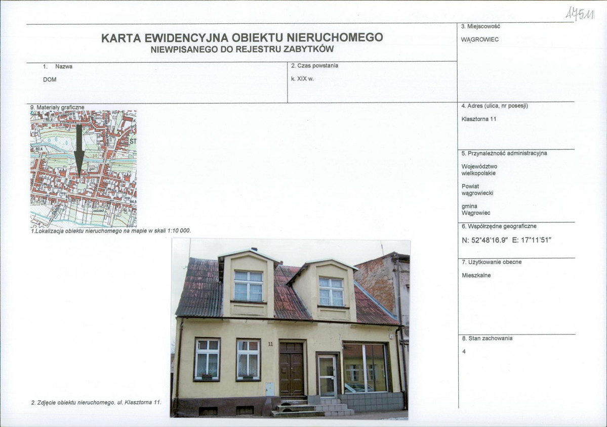 KEZN - Karta obiektu niewpisanego do rejestru, skan nr 1