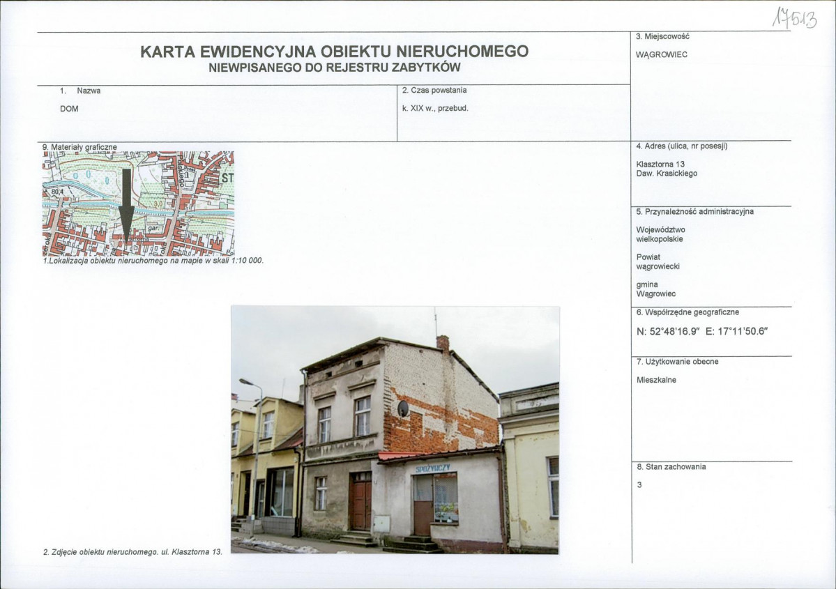 KEZN - Karta obiektu niewpisanego do rejestru, skan nr 1