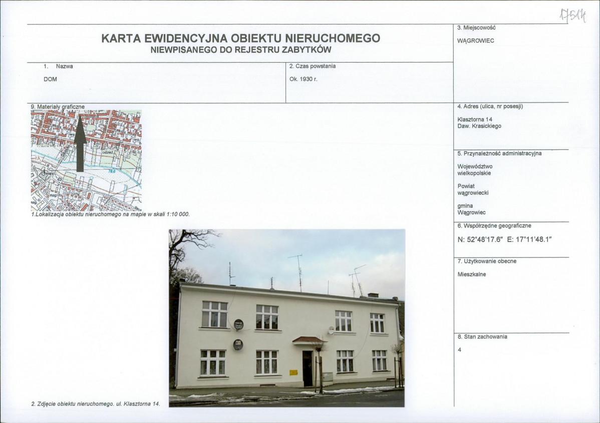 KEZN - Karta obiektu niewpisanego do rejestru, skan nr 1