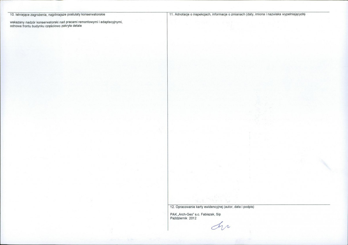 KEZN - Karta obiektu niewpisanego do rejestru, skan nr 2
