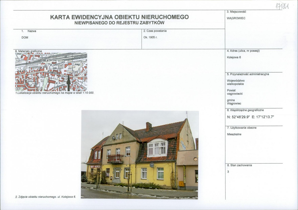 KEZN - Karta obiektu niewpisanego do rejestru, skan nr 1