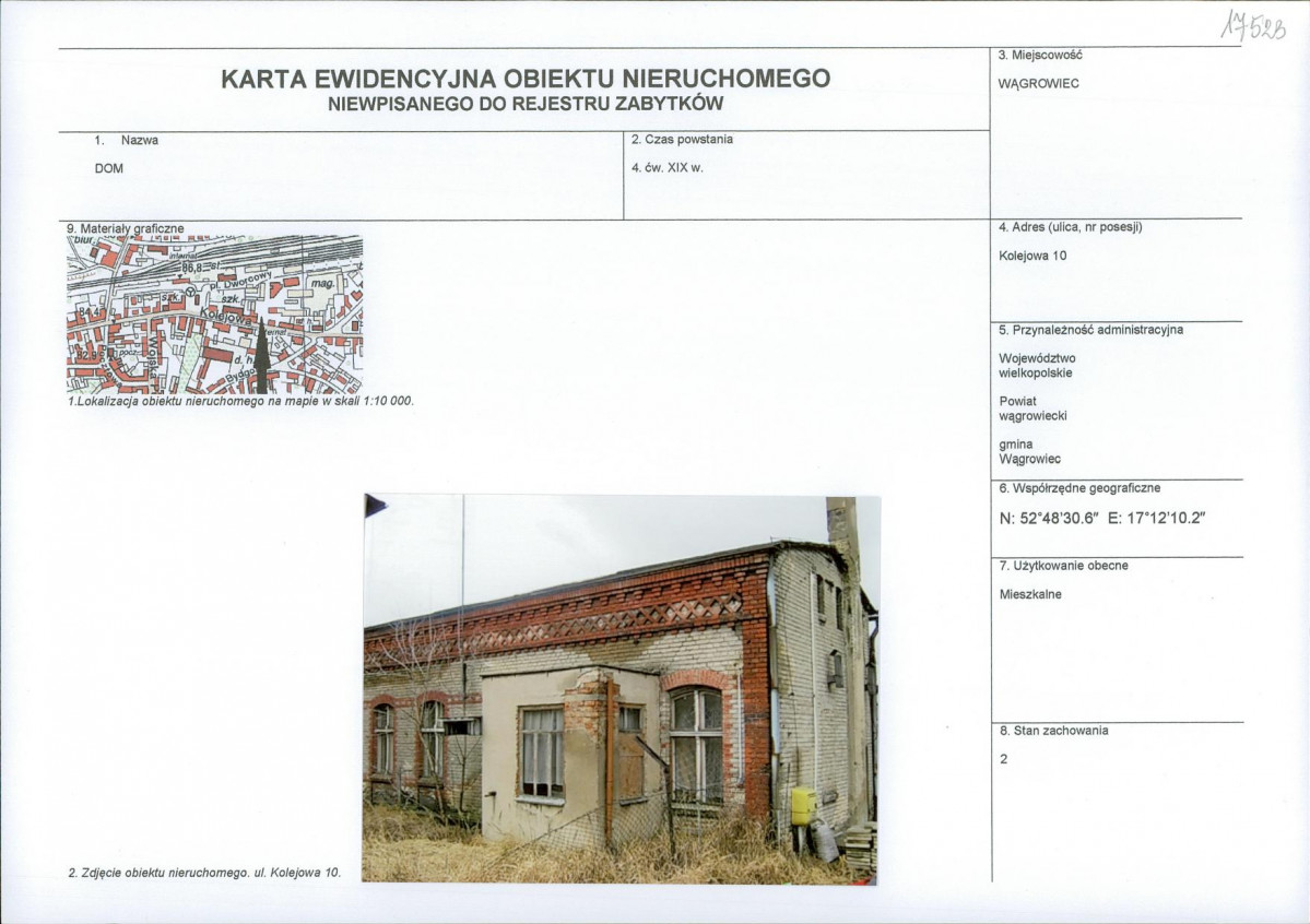 KEZN - Karta obiektu niewpisanego do rejestru, skan nr 1