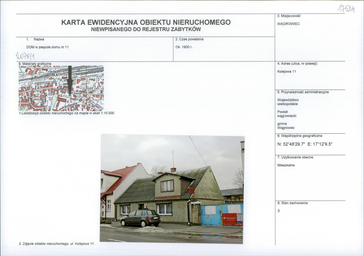KEZN - Karta obiektu niewpisanego do rejestru, skan nr 1
