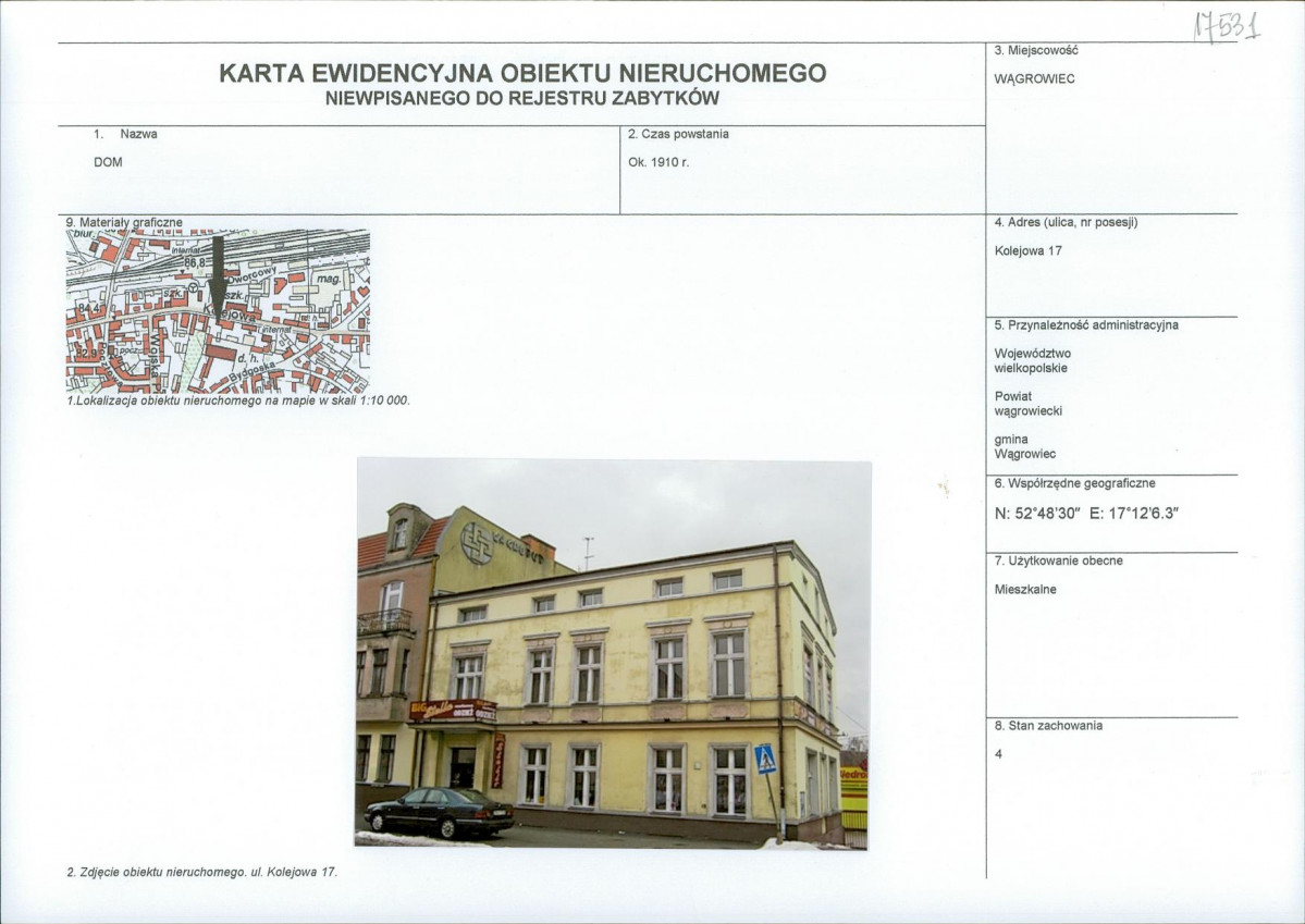 KEZN - Karta obiektu niewpisanego do rejestru, skan nr 1