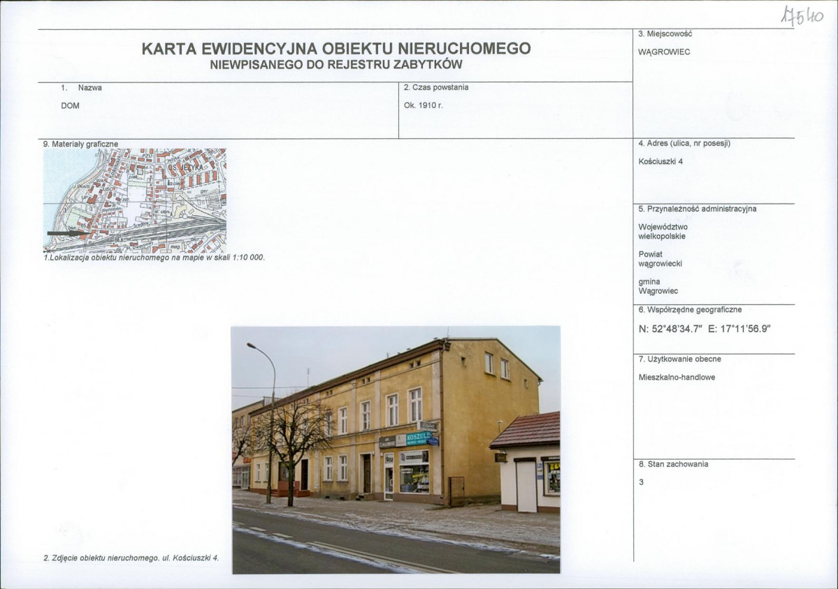 KEZN - Karta obiektu niewpisanego do rejestru, skan nr 1