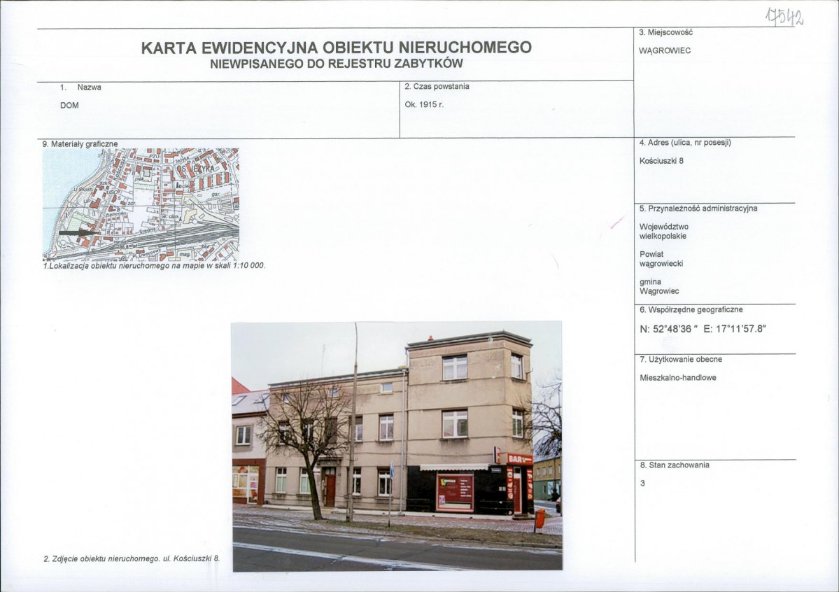 KEZN - Karta obiektu niewpisanego do rejestru, skan nr 1