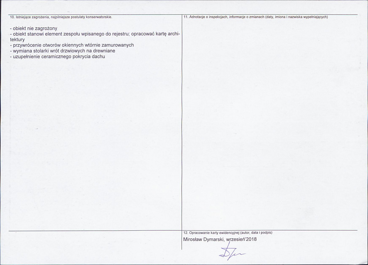 Karta obiektu niewpisanego do rejestru, skan nr 2