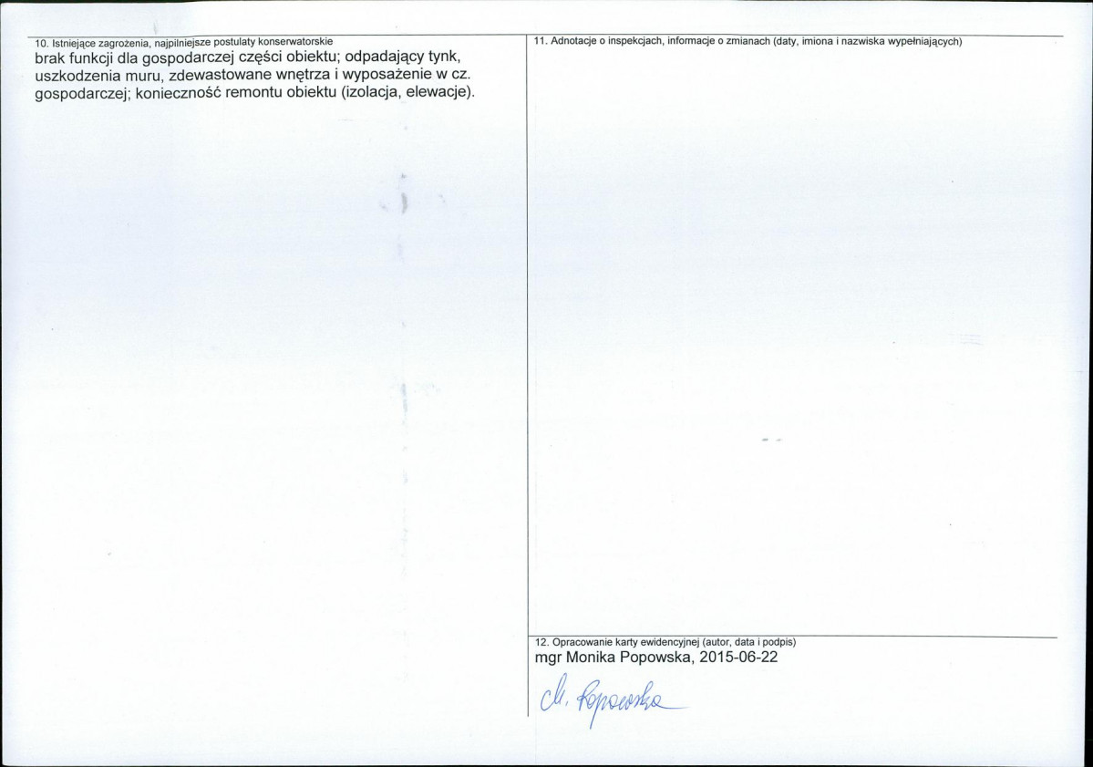 Karta obiektu niewpisanego do rejestru, skan nr 2