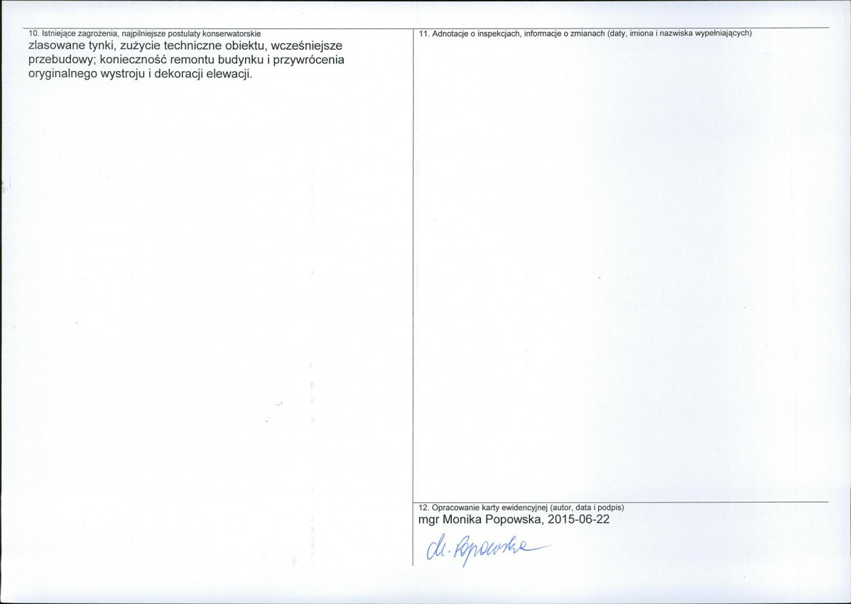 Karta obiektu niewpisanego do rejestru, skan nr 2