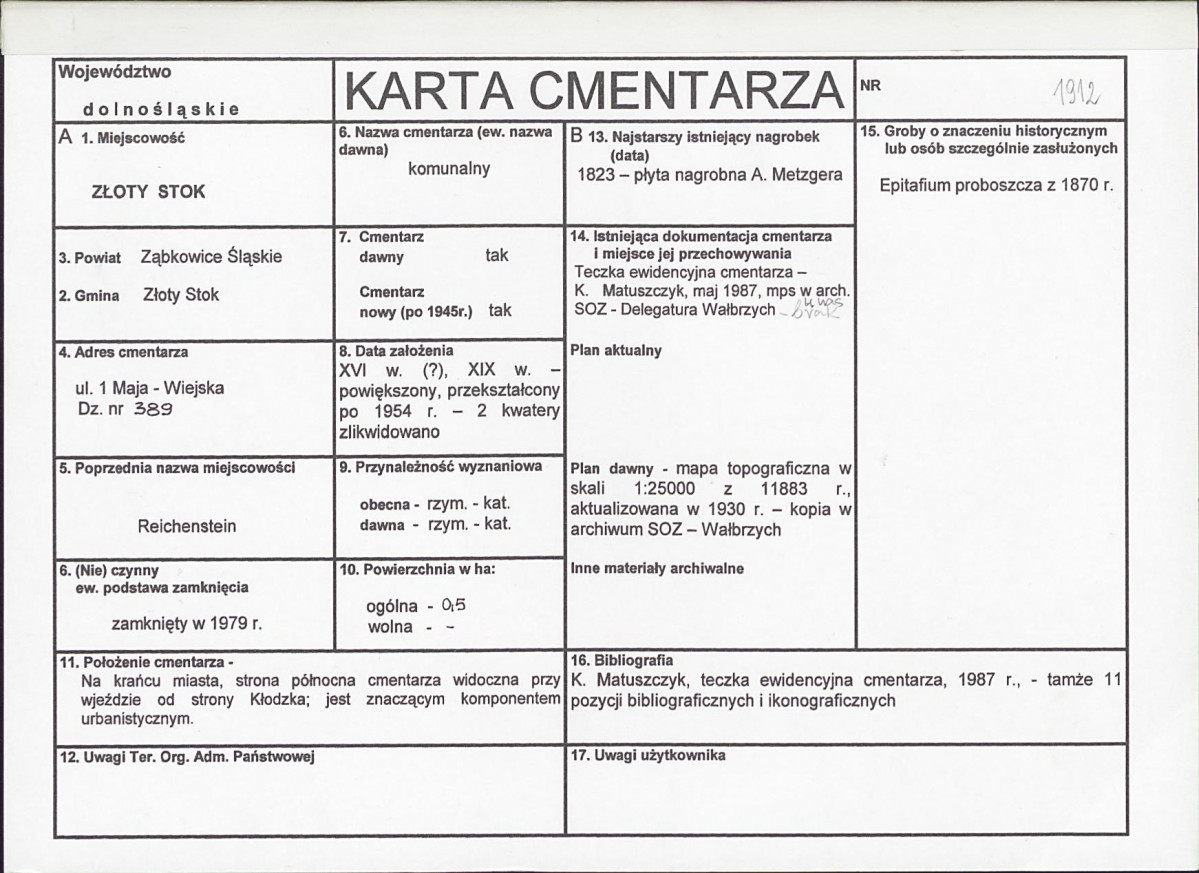 KC - Karta cmentarza, skan nr 1