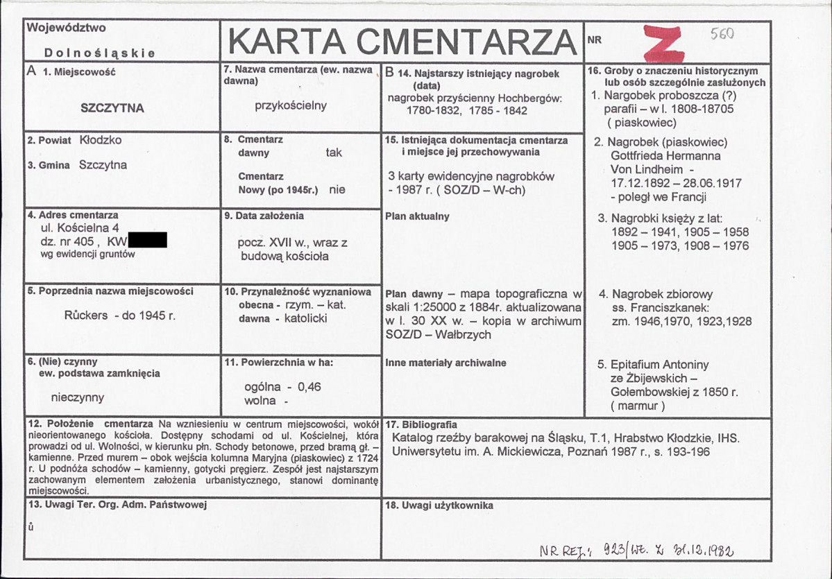 KC - Karta cmentarza, skan nr 1