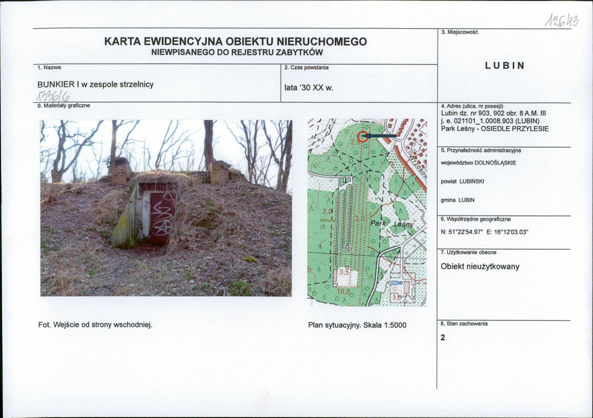Karta obiektu niewpisanego do rejestru, skan nr 1