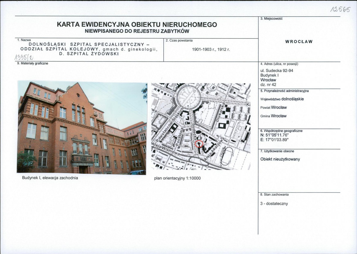 Karta obiektu niewpisanego do rejestru, skan nr 1