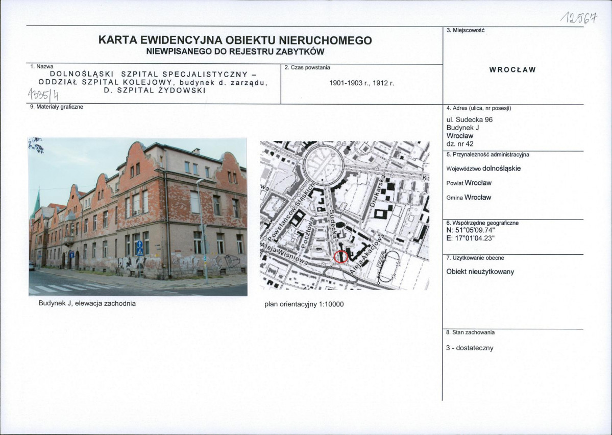 Karta obiektu niewpisanego do rejestru, skan nr 1