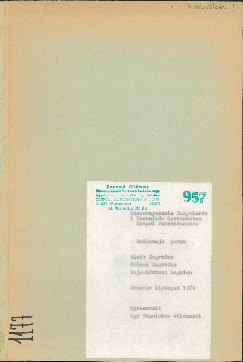 EP - Ewidencja parkowa, skan nr 1